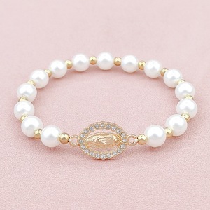 KOMI Miraculeuse Vierge Marie Médaille Charme Bracelets Cadeaux pour Femme Élastique Stretch Perle Perlé Bracelets pour Fille Dainty Bijoux - Product Image 6