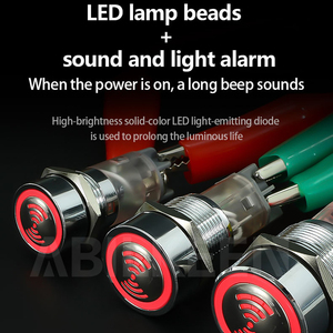 Abilkeen Bán Buôn 19Mm 22Mm Không Thấm Nước Chiếu Sáng 80dB Loud Flash <span class=keywords><strong>Buzzer</strong></span> Thép Không Gỉ Báo Động <span class=keywords><strong>Buzzer</strong></span> Nút Chuyển Đổi - Product Image 2