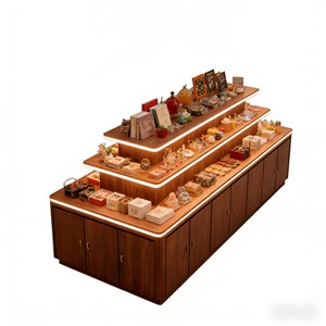 Vitrina Cuadrada de Madera Maciza Marca SEM con Luz LED, Portátil y Personalizable para Supermercados, Centros Comerciales y Exposiciones - Product Image 1