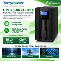 6KVA 10KVA 单相 192VDC 在线式 UPS 双转换 PF 1.0 LCD RS232 服务器电信备用电源