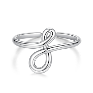 925 Sterling Silver Sparkling Infinite Sleek Open <strong>Ring</strong> Fine Jewelry for Women Stacked Shining Eternity Adjustable <strong>Ring</strong> - Product Image 1