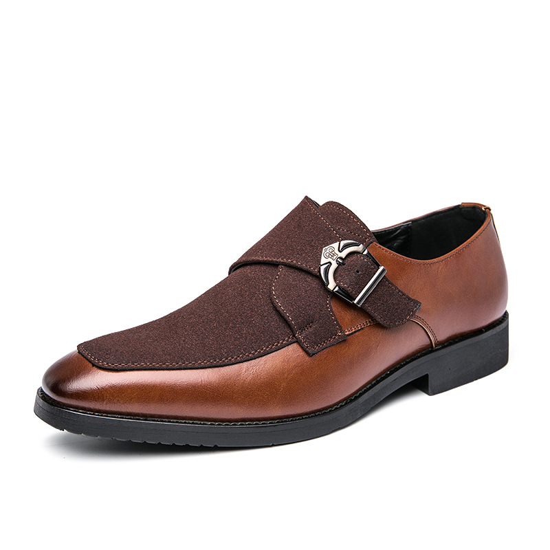 Hot -Selling Homens Fivela Sapato Moda Couro Sintético Superior Com Deslizamento Em Sapatos Homens Sapatos Oxford