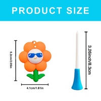 Ensemble de t-shirt de golf tournesol mignon t-shirt en plastique avec dessus en caoutchouc de 83mm avec corde anti-perte cadeau de golf drôle accessoires de golf