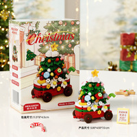 Jouet éducatif en plastique, mini-ornement de train de Noël en blocs de construction avec figurines, jouet d'assemblage, cadeau pour enfants