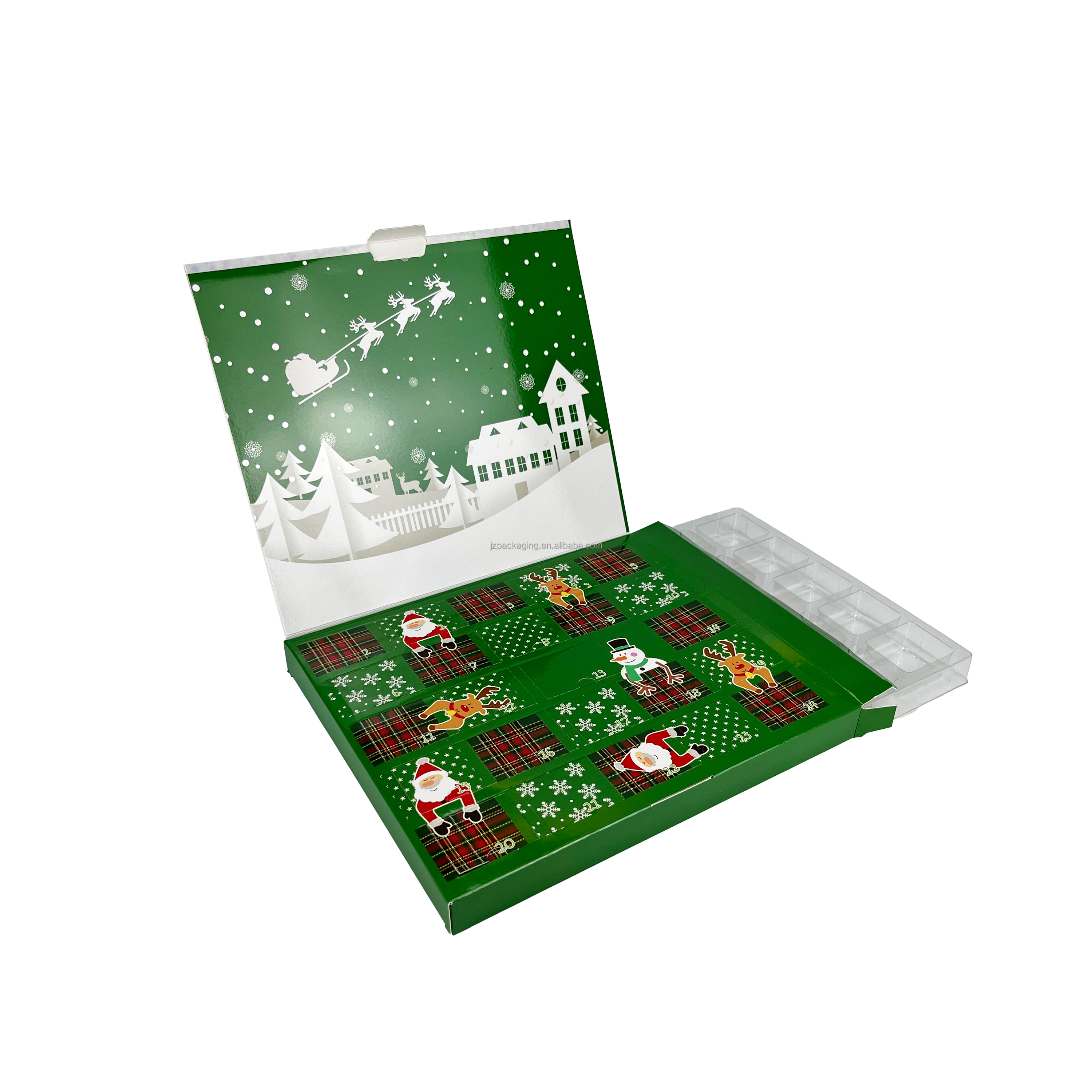 Wholesale 2025 Christmas Decor Custom Empty Advent Calendar Boxes With Matt Lamination & Embossing Recyclable For Chocolate Food