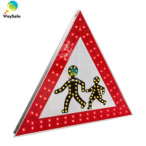 Panneaux de signalisation routière pour piétons à <span class=keywords><strong>vitesse</strong></span> lente, à LED solaires clignotantes, en aluminium, haute luminosité, IP68, avec fixation par pince, taille standard, OEM - Product Image 1