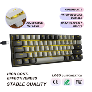 Teclado mecánico portátil para videojuegos, retroiluminación LED con cable USB, 61 teclas, 60% - Product Image 1