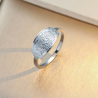 Cincin Ayat Kursi Anti Karat Tahan Air dari Baja Tahan Karat Berlapis Emas 18K Kaligrafi Arab Islami Cincin Terbuka yang Dapat Disesuaikan