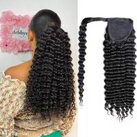 Perruque frontale en cheveux humains vierges alignés avec les cuticules, extension de cheveux humains, queue de cheval enveloppante à ondulations profondes de 22 pouces pour femmes