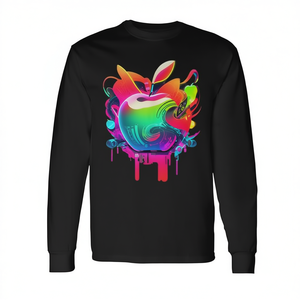 Edm Rave Festival Trippy Apple T-shirt à manches longues Design Electronic Dance Music - Product Image 2