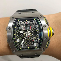 Reloj mecánico impermeable para hombre con esfera de cristal de zafiro, correa de caucho de fibra de carbono, reloj de moda de primera calidad de Grado 20A