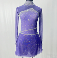 Robe de patinage artistique violette pour femmes et filles, tenue de compétition pour ballet et danse latine, avec strass pour enfants