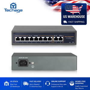 Commutateur réseau PoE US <span class=keywords><strong>Techage</strong></span> 48V 8CH/16CH 10/100Mbps IEEE 802.3af/at Ethernet Full-Duplex pour système de caméra IP sans fil AP CCTV - Product Image 1
