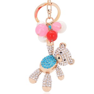 Fashion Teddy Bear Keychain Promotion Glitter Crystal Rhinestones Teddy Bear <b>Key</b> Chains for Valentine's Day Gold Metal <b>Key</b> <b>Rings</b> - Product Image 3