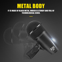 XTUGA MI7 Kit de micro de batterie dynamique filaire 7 pièces en métal Kick Bass Microphone filaire pour batterie Instruments vocaux avec boîte-cadeau