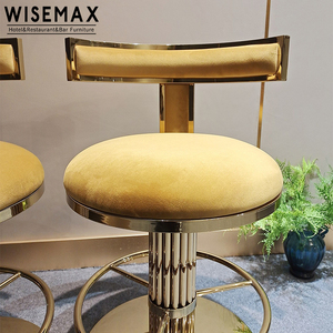 <span class=keywords><strong>Wisemax</strong></span> chải vàng cao trở lại t hình dạng đồng thau vàng thép không gỉ sang trọng xoay thanh phân ghế cho thanh đồ nội thất đám cưới ghế - Product Image 3