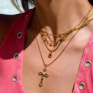 Collar con Colgante de Corazón Romántico y Dulce de Acero Inoxidable con Oro de 18K, Joyería para Regalo - Product Image 2