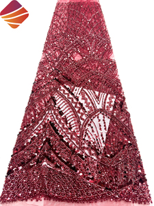High Quality Bridal Lace Fabric Heavy Hand Beaded Lace Fabric Luxury Pearls <strong>Embroidery</strong> Sequined Lace <strong>Material</strong> for Wedding Dress - Product Image 5