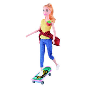 <span class=keywords><strong>Muñeca</strong></span> articulada movible con patines y monopatín, 11,5 pulgadas, Brinquedos - Product Image 1