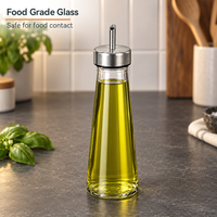 Bouteille Distributrice d'Huile d'Olive Conique en Verre de 9 oz avec Bec Verseur Métallique Anti-Goutte, Ensemble de Bouteilles à Huile et Vinaigre en Gros, OEM