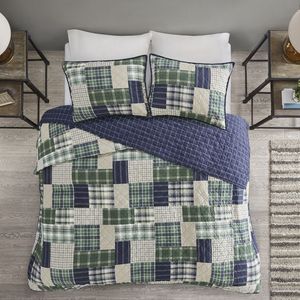 Juego de Edredón Reversible de 3 Piezas, Verde Marino, King/Cal King, Patrón Geométrico, Ropa de Cama para Todas las Temporadas, para Uso Hotelero - Product Image 5