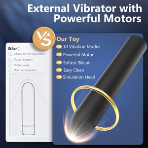 Bullet-Vibrator für Frauen – Stimulation der Klitoris und des G-Punkts, abgewinkelte Spitze, 10-Gang-Vibrator, USB-wiederaufladbar, wasserdicht - Product Image 4