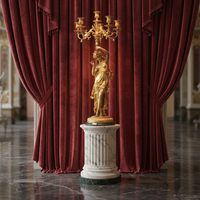 Candelabro de 5 Brazos con Figura de Musa Estilo Francés en Oro Dorado para Decoración del Hogar, Actividades Religiosas y Bodas