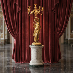 Candelabro <span class=keywords><strong>de</strong></span> <span class=keywords><strong>5</strong></span> Brazos con Figura <span class=keywords><strong>de</strong></span> Musa Estilo Francés en Oro Dorado para Decoración del Hogar, Actividades Religiosas y Bodas - Product Image 3