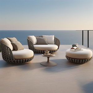 ผู้ผลิตชุดเฟอร์นิเจอร์หวายสังเคราะห์คุณภาพสูงทันสมัยสำหรับกลางแจ้ง โซฟาหวายเทียมผ้าคุณภาพดีสำหรับสวน วิลล่า และพื้นที่พักผ่อนสไตล์ชนบท - Product Image 2