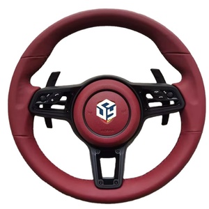 Para <span class=keywords><strong>Porsche</strong></span> Cayman 987 <span class=keywords><strong>S</strong></span> Design <span class=keywords><strong>Edition</strong></span> 1 Sport R 2006 a 2012 Volante redondo negro de cuero completo - Product Image 4