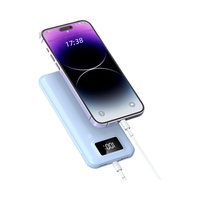 Batterie externe transfrontalière en plastique avec câble intégré, charge rapide, 10000 mAh, sorties USB multiples, batterie au lithium polymère, idéale comme cadeau