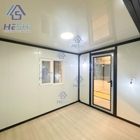 Casa Contenedor Moderna HESHI, Oficina Rectangular con Paneles de Madera, Marco Negro, Casa Modular Prefabricada