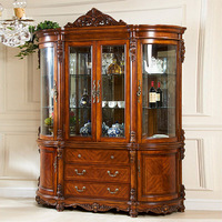 Buffet de sol classique chinois en bois, meuble de salon haut décoratif avec vitrine, servant de meuble à vin de luxe pour salle à manger
