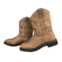 Bottes de sécurité à bout carré, brodées, avec construction Goodyear, en cuir de vachette Crazy-Horse de 10 pouces, style cowboy western, personnalisables, de marque