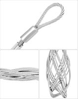 QWORK Chaussettes de tirage de câbles métalliques, résistance à la rupture de 3306 lb, 3,3 pieds, tire-câbles en maille métallique de 1-2 pouces