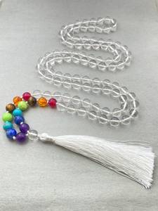 Collier de prière en quartz clair noué, 108 perles, avec pompon, pour la protection, la méditation et le chant. - Product Image 5