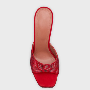 Sandales d'été à talons hauts fins et plateforme épaisse, bout ouvert, style mules, ornées de petits diamants, pour femmes - Product Image 6