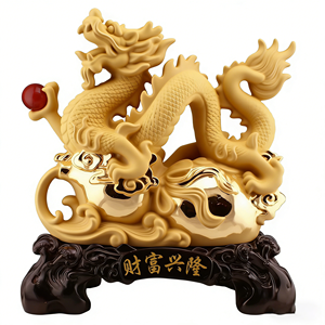 รูปปั้นมังกรจีนทำจากเรซิ่น งานศิลปะเพ้นท์มือ สำหรับตกแต่งบ้านภายใน - Product Image 3