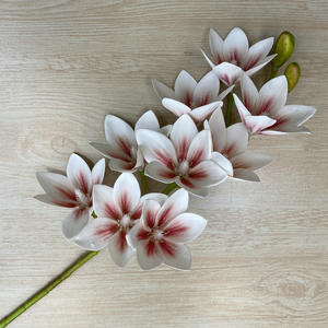 Phalaenopsis maison décorative impression 3D fleur d'orchidée blanc rose 9 têtes clématite artificielle avec longue tige - Product Image 3