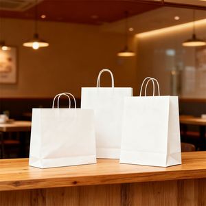 Wholesale Custom Recycled Kraft Paper <b>Bags</b> with Handles Your Own Logo White Black Brown Food Safe Reusable Shopping <b>Bags</b> - Product Image 4