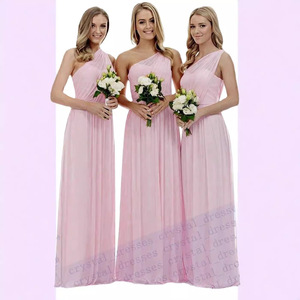 Robes de demoiselle d'honneur à une épaule, longues en mousseline de soie, élégantes, formelles, pour fête de mariage, pour femmes, taille 2-22W - Product Image 4