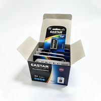Baterai Alkaline OEM 9V 6LR61, Baterai Kering, Kemasan Plastik Blister Card untuk Alarm Asap dan Multimeter