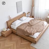 Lit en bois massif nordique, style japonais moderne minimaliste, lit bas Tatami, lit flottant, noyer noir, chêne blanc, lit pour gîte