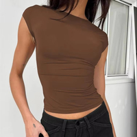 Haute qualité été respirant Stretch dos nu haut court pour femmes T-Shirt court Streetwear Style femmes cou T-Shirt