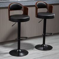 Chaises de bar rondes de luxe en bois avec dossier en cuir pour cuisine, café et restaurant