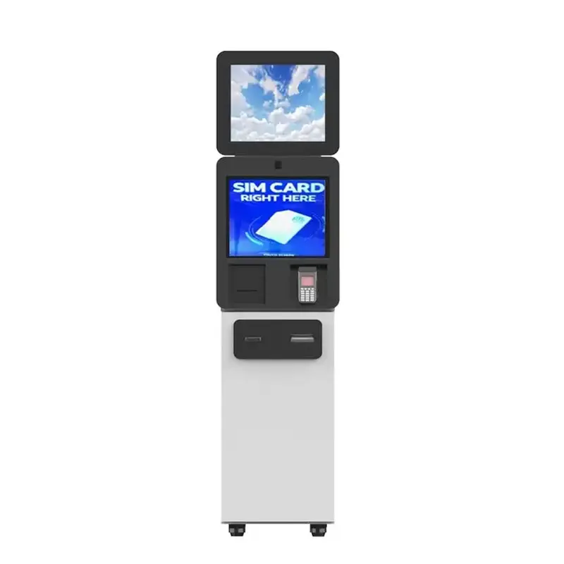 Warteschlangen ticket Freistehender Ticket drucker Automatische Self-Service-Zahlung Touch Smart Dual-Screen-Kiosk