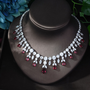 HIBRIDE Brillant AAA Cubique Zircone Collier De Mariée <span class=keywords><strong>Ensemble</strong></span> De Bijoux <span class=keywords><strong>pour</strong></span> Femmes Robe De Mariée Accessoires <span class=keywords><strong>Ensemble</strong></span> De Bijoux N-1173 - Product Image 4