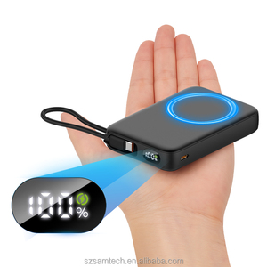 <span class=keywords><strong>Mag</strong></span> Carga rápida PD 22,5 W Banco de energía inalámbrico magnético 10000mAh Cargador portátil Soporte plegable Cables incorporados Pantalla LED - Product Image 1