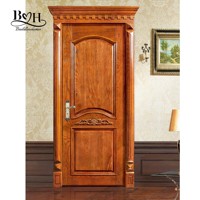Porte de chambre pivotante moderne en teck massif, imperméable, ignifuge, insonorisée, avec panneau rond sculpté floral pour la maison