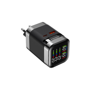 Cargador GAN de 65W con pantalla digital de potencia y temperatura en tiempo real, cable retráctil de 65 cm, cargador de teléfono 1A+2C, cargador de pared. - Product Image 6
